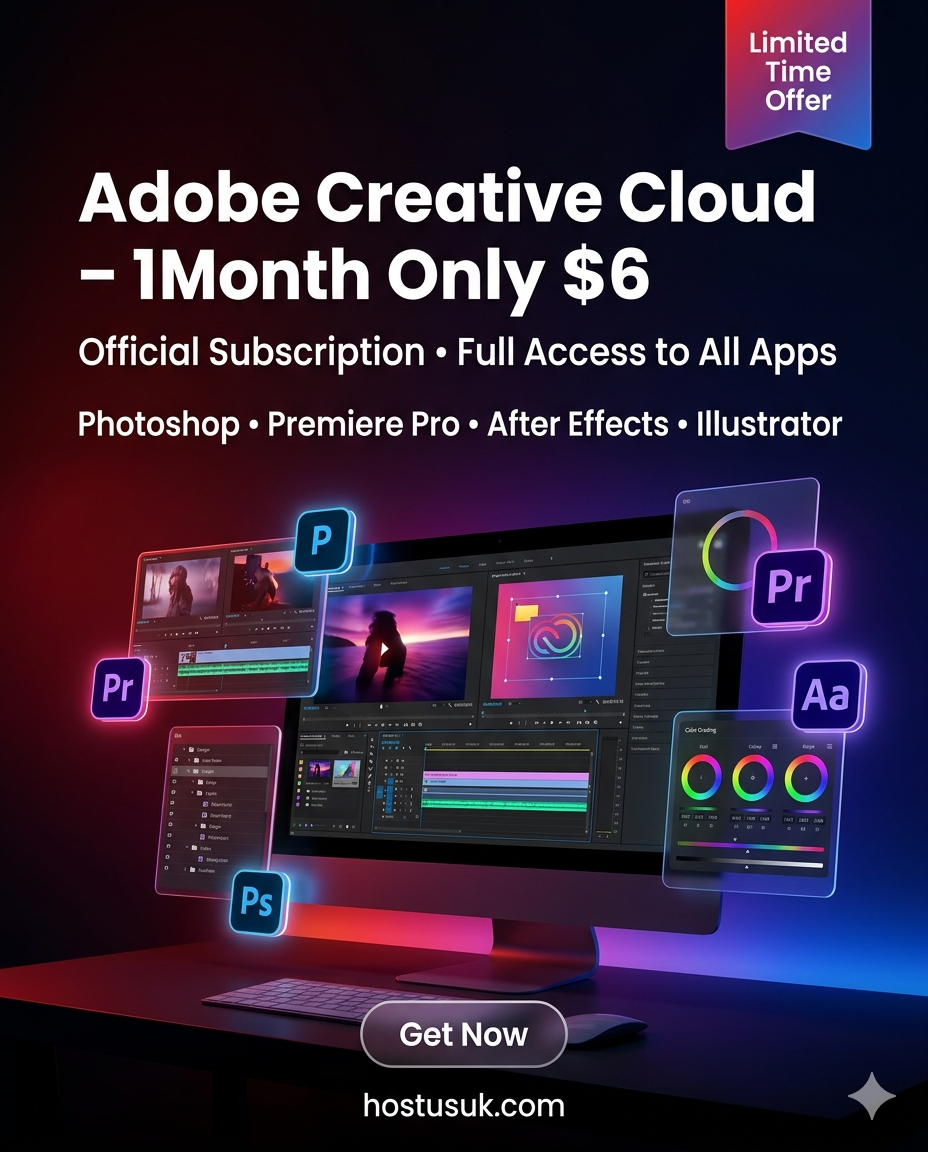 Adobe Creative Cloud Official Subscription – 1 Month | Only $6