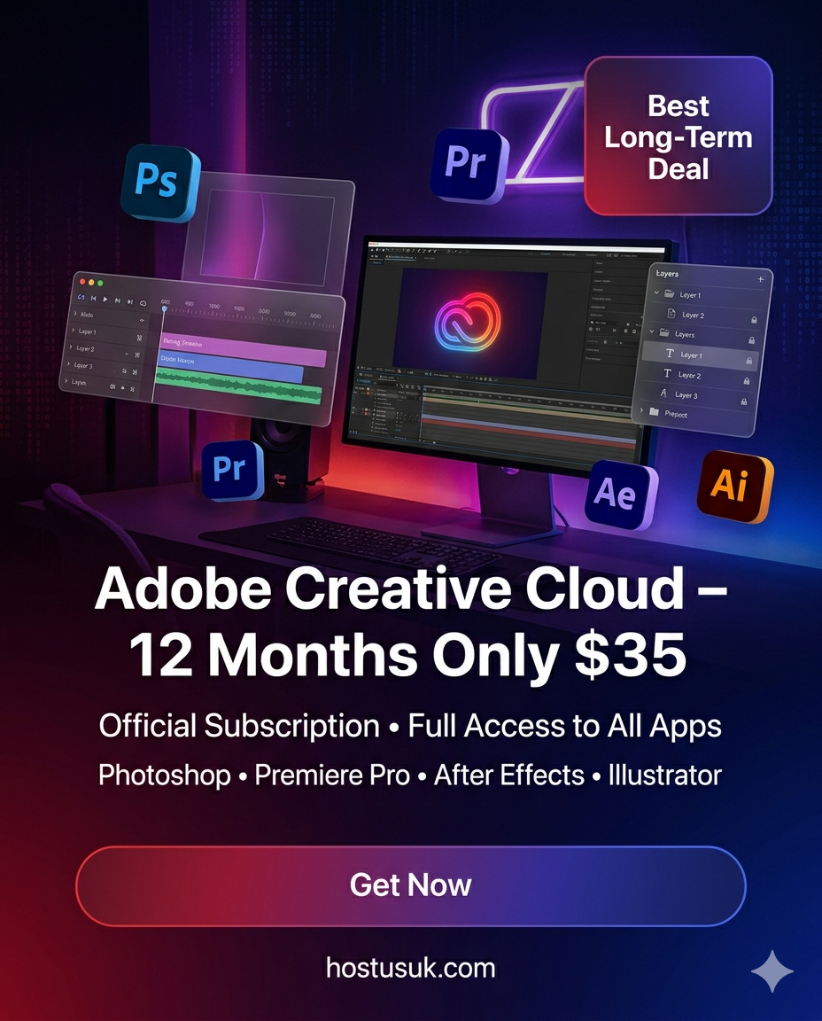 Adobe Creative Cloud Official Subscription – 12 Months | Only $35